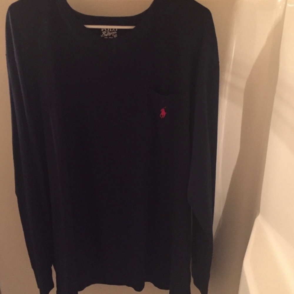 Navy Polo Longsleeve Pocket Tshirt